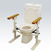 規格品：トイレ用たちあっぷⅡ／は様々な便器に装着可能です。安心できる座位保持と立ち座りをサポートいたします。